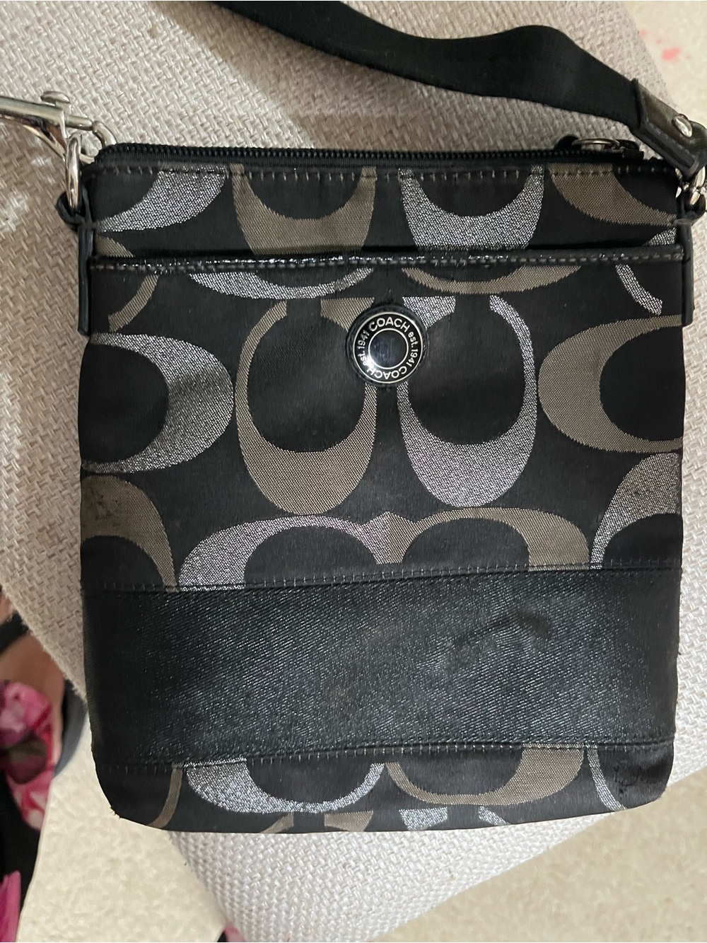 Coach Black and Brown Signature Crossbody Bag